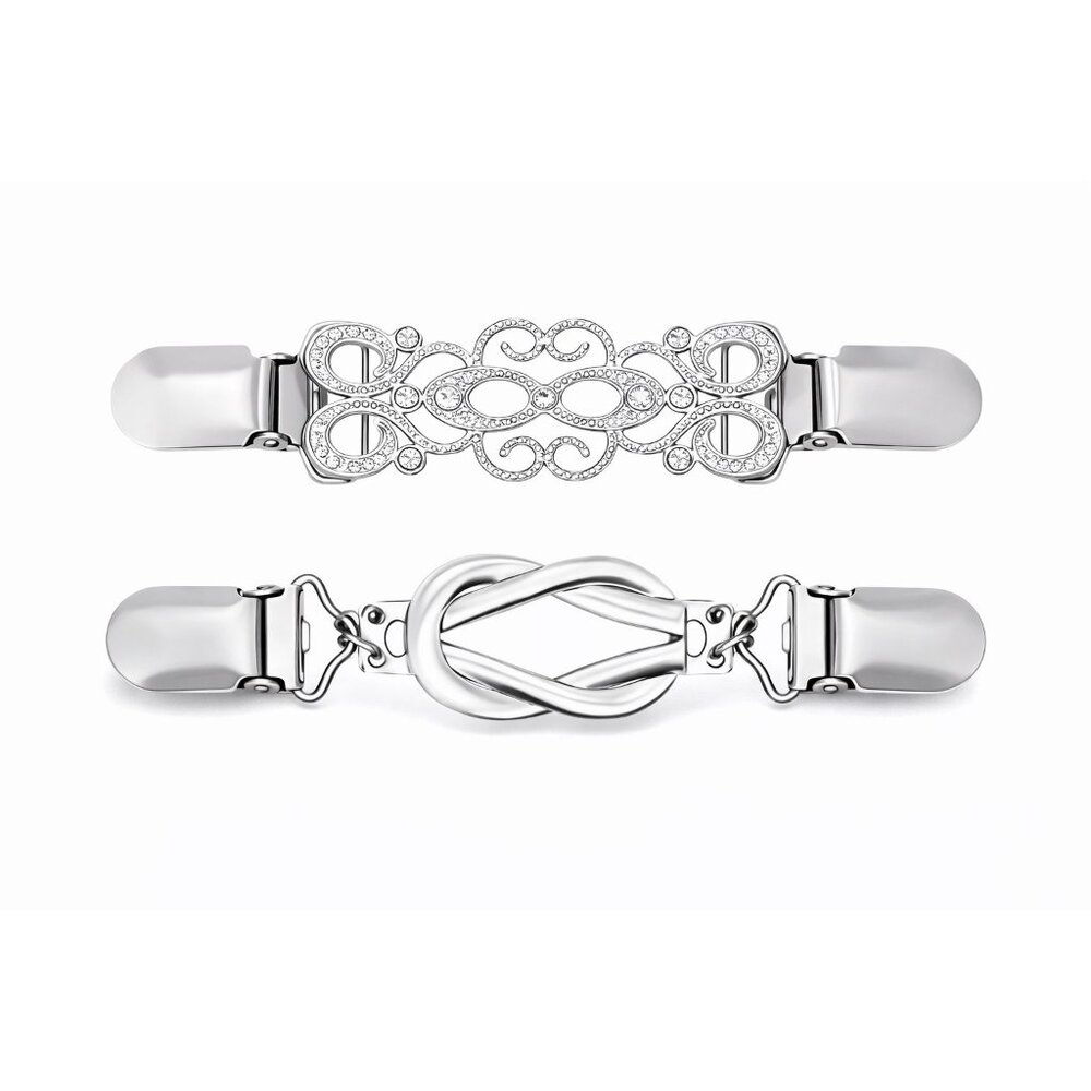 Silver Sweater Clip Set of 2 Cardigan Clip Shawl Clip Dress Cinch Collar Clasp M